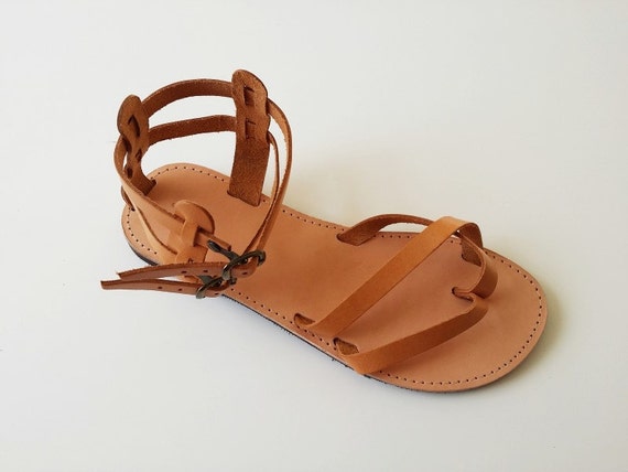 Women Leather Sandal-Greek Handmade Summer Flats-Gladiator Sandals
