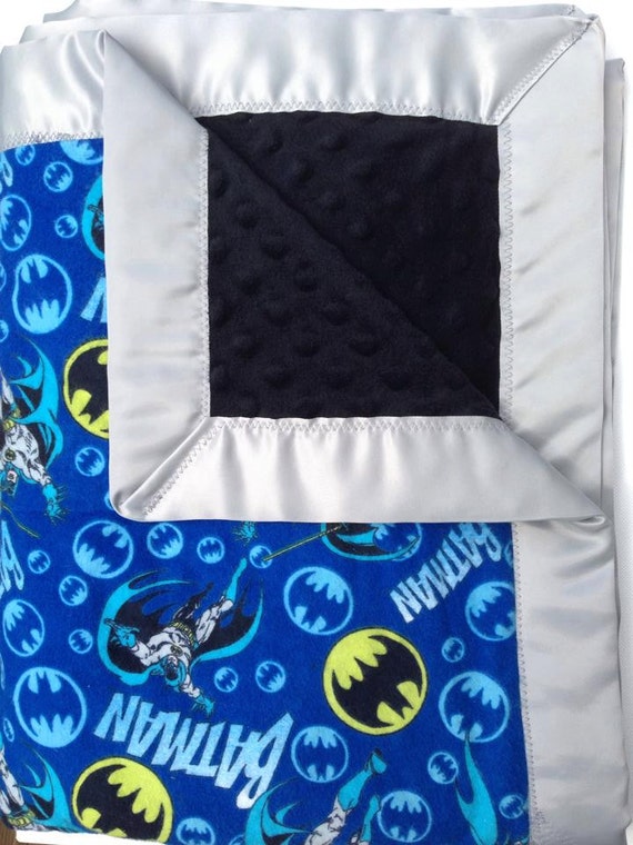 BATMAN Toddler Minky Blanket with Silky border made by KrazyKozy