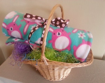 Easter bunny girl fleece blanket