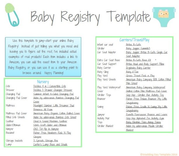 PRINTABLE Baby Registry Template