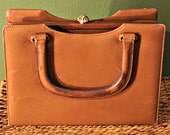 Vintage 1960s Manon Tan Leather Handbag