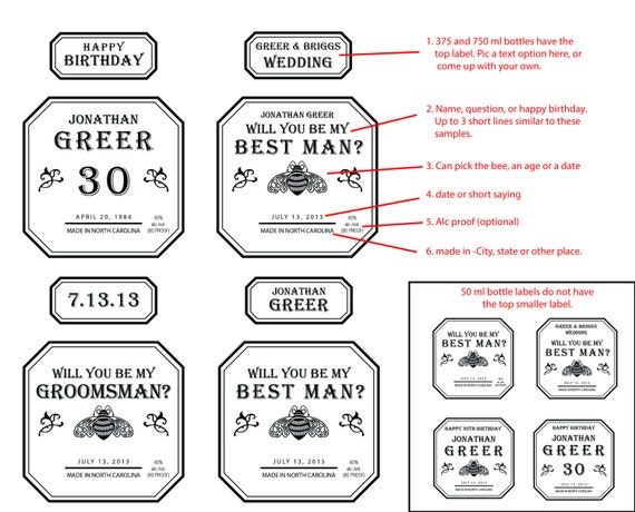 Personalized Patron Tequila Labels For Wedding Party or