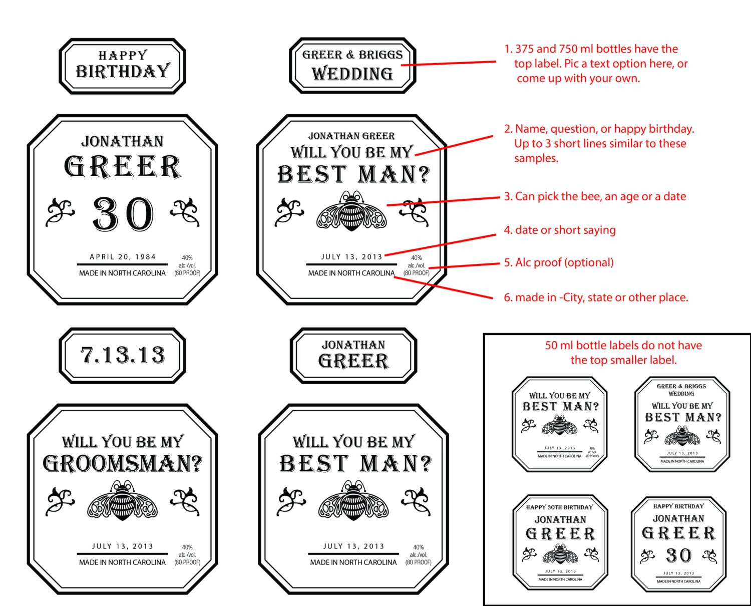 Personalized Patron Tequila Labels For Wedding Party or