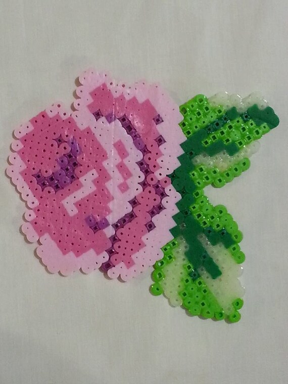Items similar to Pink Rose Perler Bead on Etsy