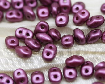 20grams 5x2mm Pearl Burgundy - 2-hole SuperDuo Czech Glass Beads - new pearl pastel line!!!