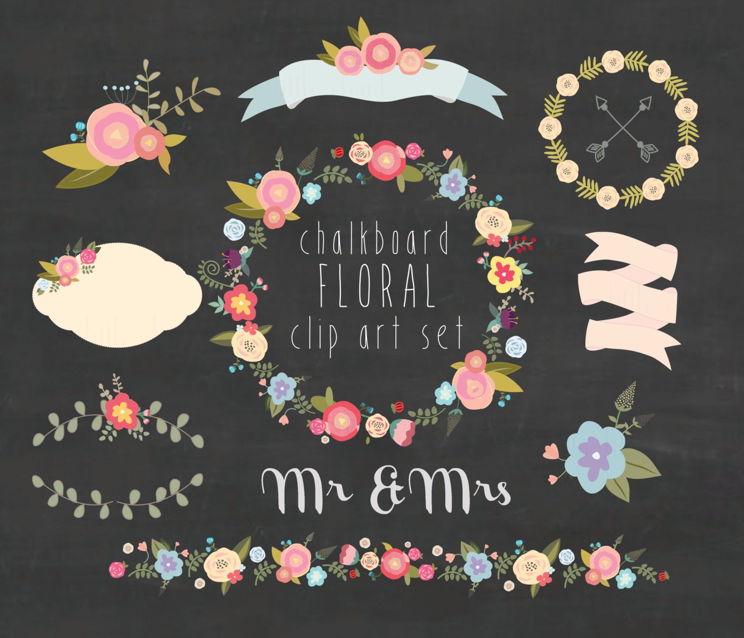 free chalkboard flower clipart - photo #5