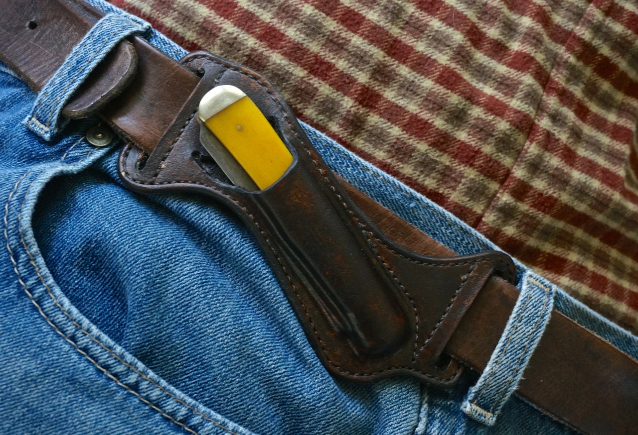 Custom Handmade Pancake Trapper Style Knife Sheath
