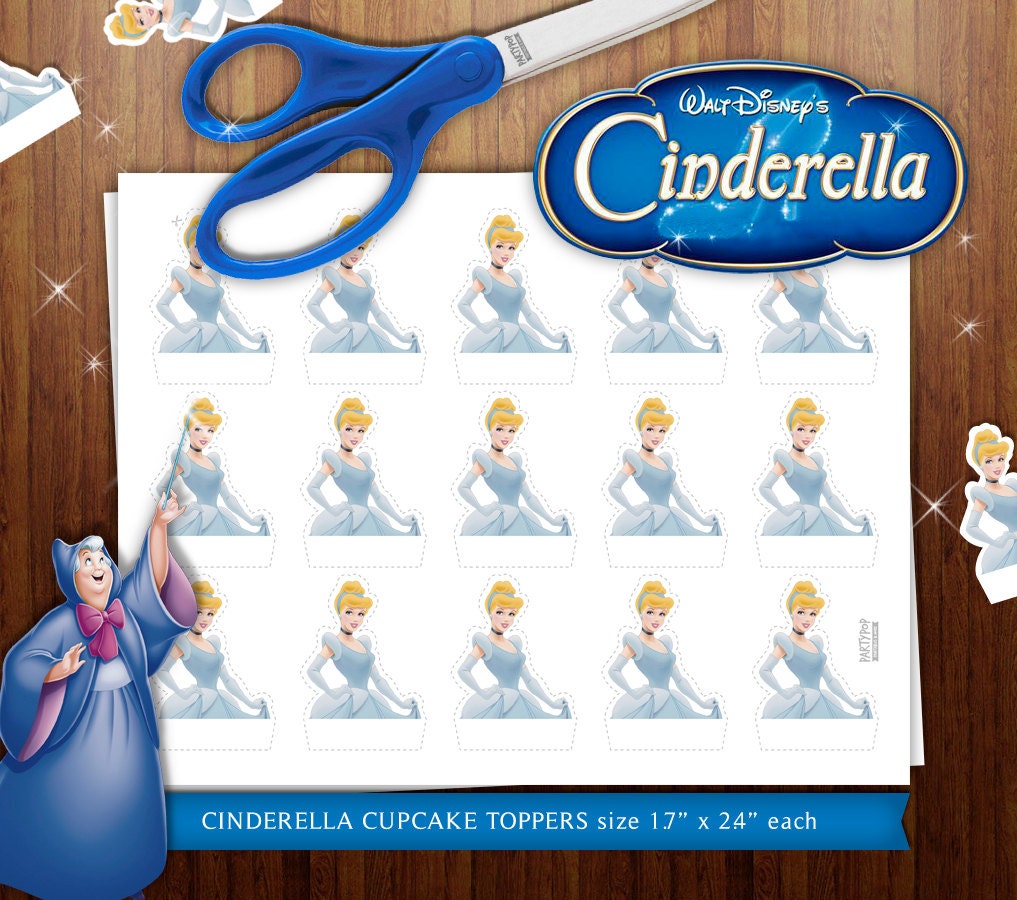 PRINTABLE Cinderella Cupcake toppers by PartyPopPrints on Etsy