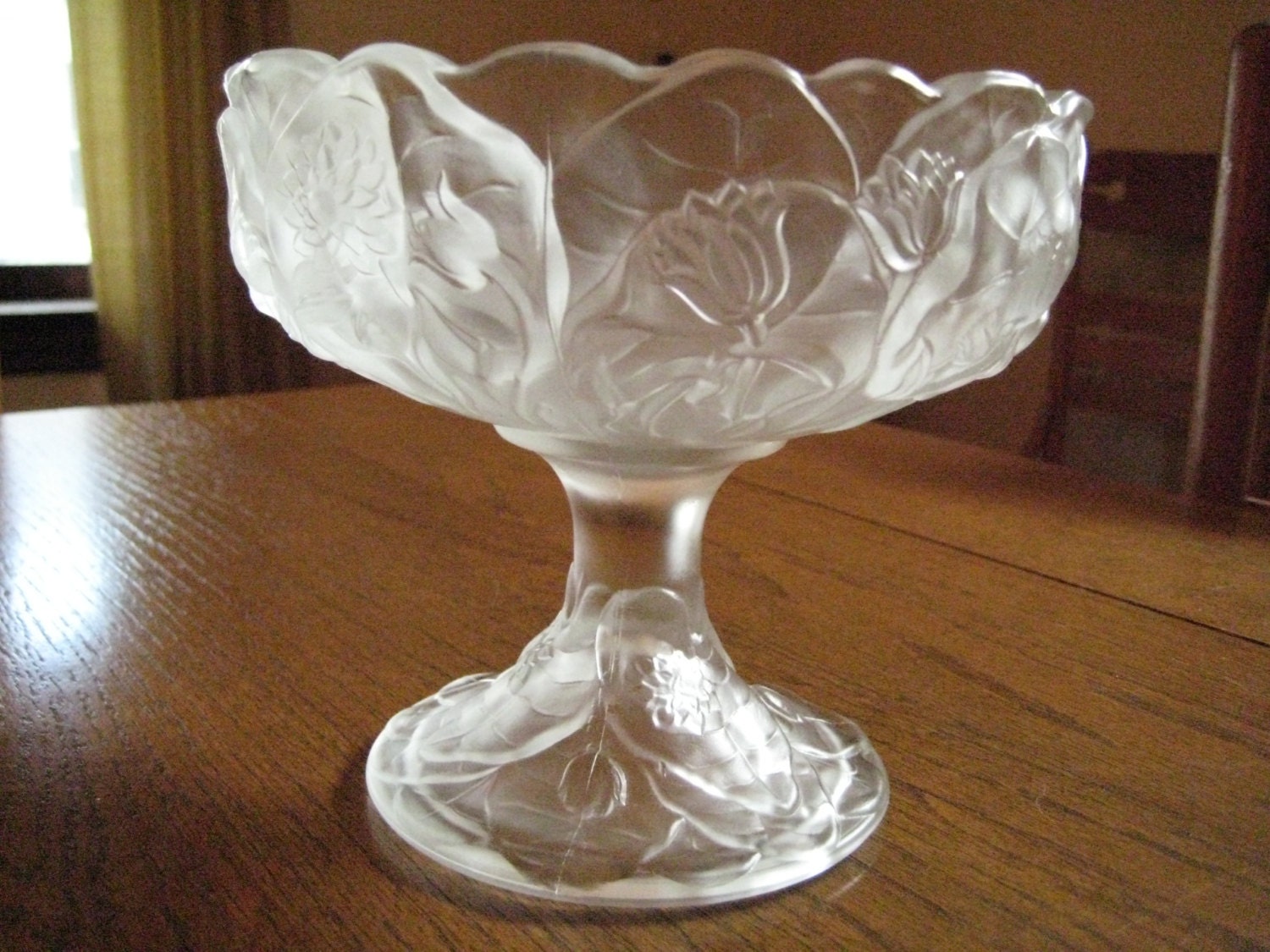 Vintage Fenton Frosted Glass Compote