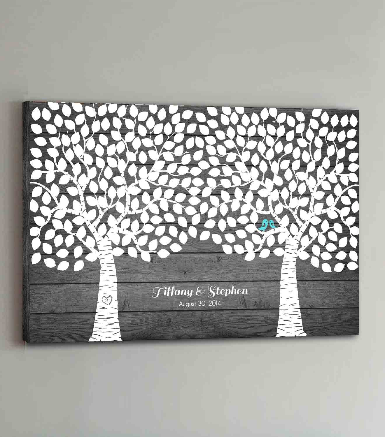 300 Guest CANVAS Wedding Guest Book Rustic Wood Two Double