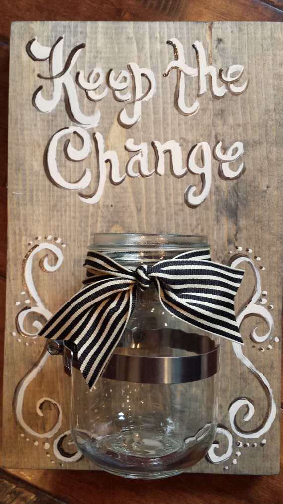 Mason Jar Change Collector Wall Hanger by SarahBerryDesigns