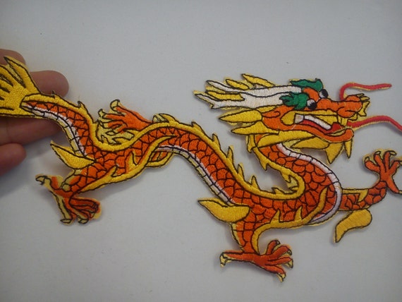 Download 2 Large chinese dragon applique motif patch iron by ...