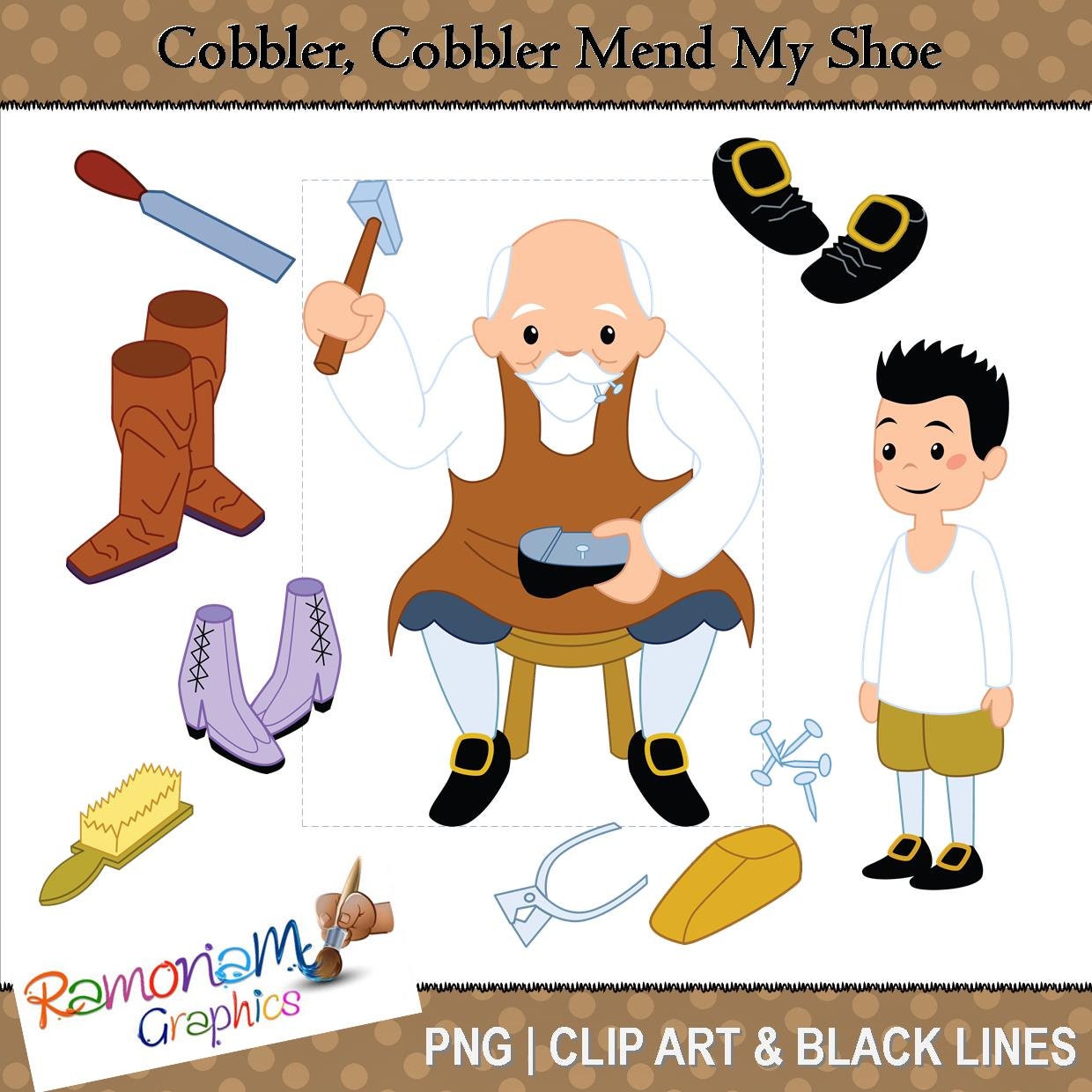 Cobbler Cobbler mend my shoe nursery rhyme clip art