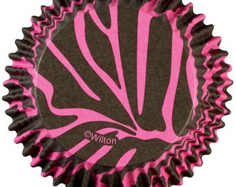 Pink Zebra ColorCups Wilton Greaseproof Cupcake Liners Baking Cups Muffin Cups - Zebra Cupcake Liners