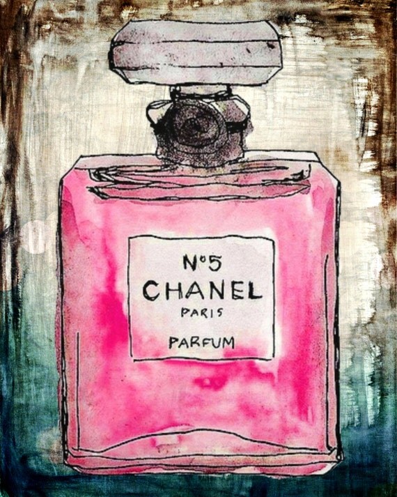 Items similar to Chanel No 5 Perfume Pink Print 8x10 Digital Download ...