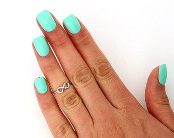 sterling silver knuckle ring Infinity design above knuckle ring adjustable midi ring also toe ring (T-92)