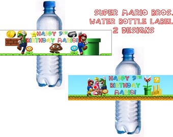 Super Mario Bros. Water Bottle Labels- PERSONALIZED