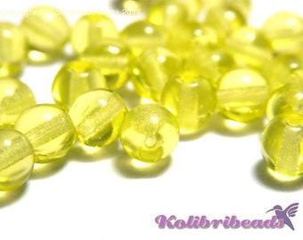 Round Glass Beads 6 mm - Jonquil