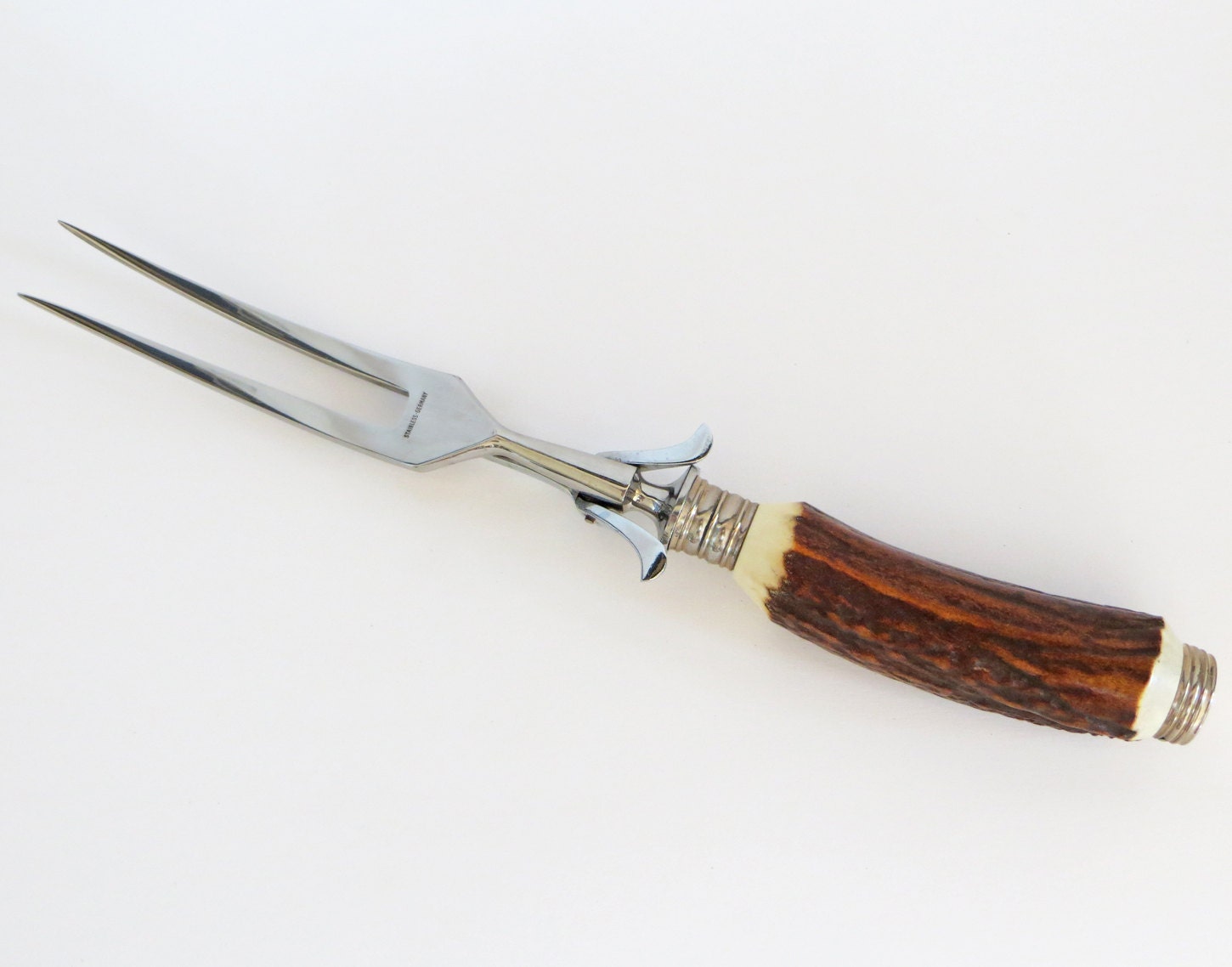 Vintage Solingen Carving Set German Bone Handled Knife Fork