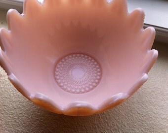 Popular items for pink milk glass bowl on Etsy