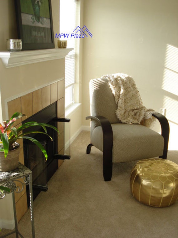 Sale Metallic Gold Morroccan Pouf / Ottoman Sold by MPWPlaza