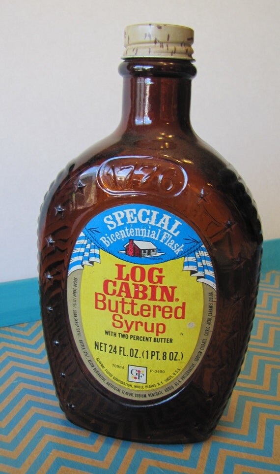 Vintage Log Cabin Syrup glass bottle