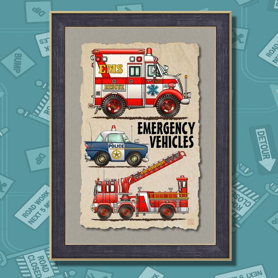 Emergency Vehicles Ambulance Poster Room Decor 13x19 Wall