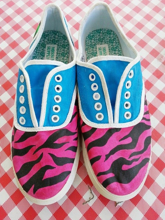 Items similar to Colorful Zebra Shoes on Etsy