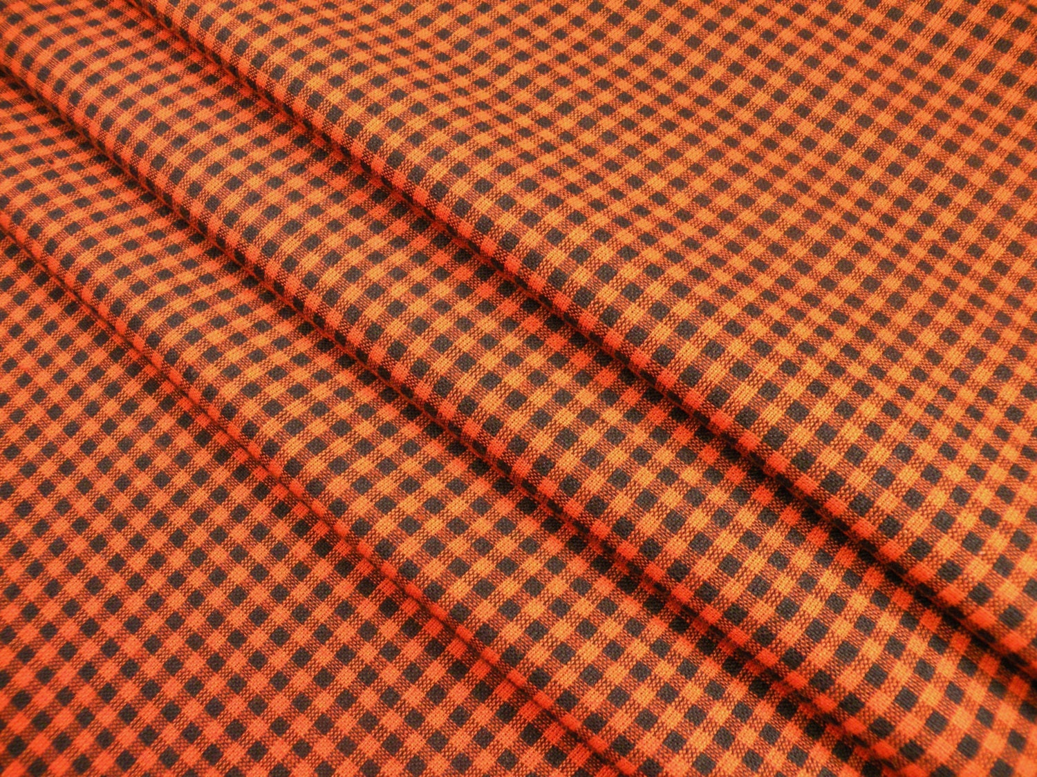 Orange and Black Cotton Check Fabric by MoodyStudios on Etsy