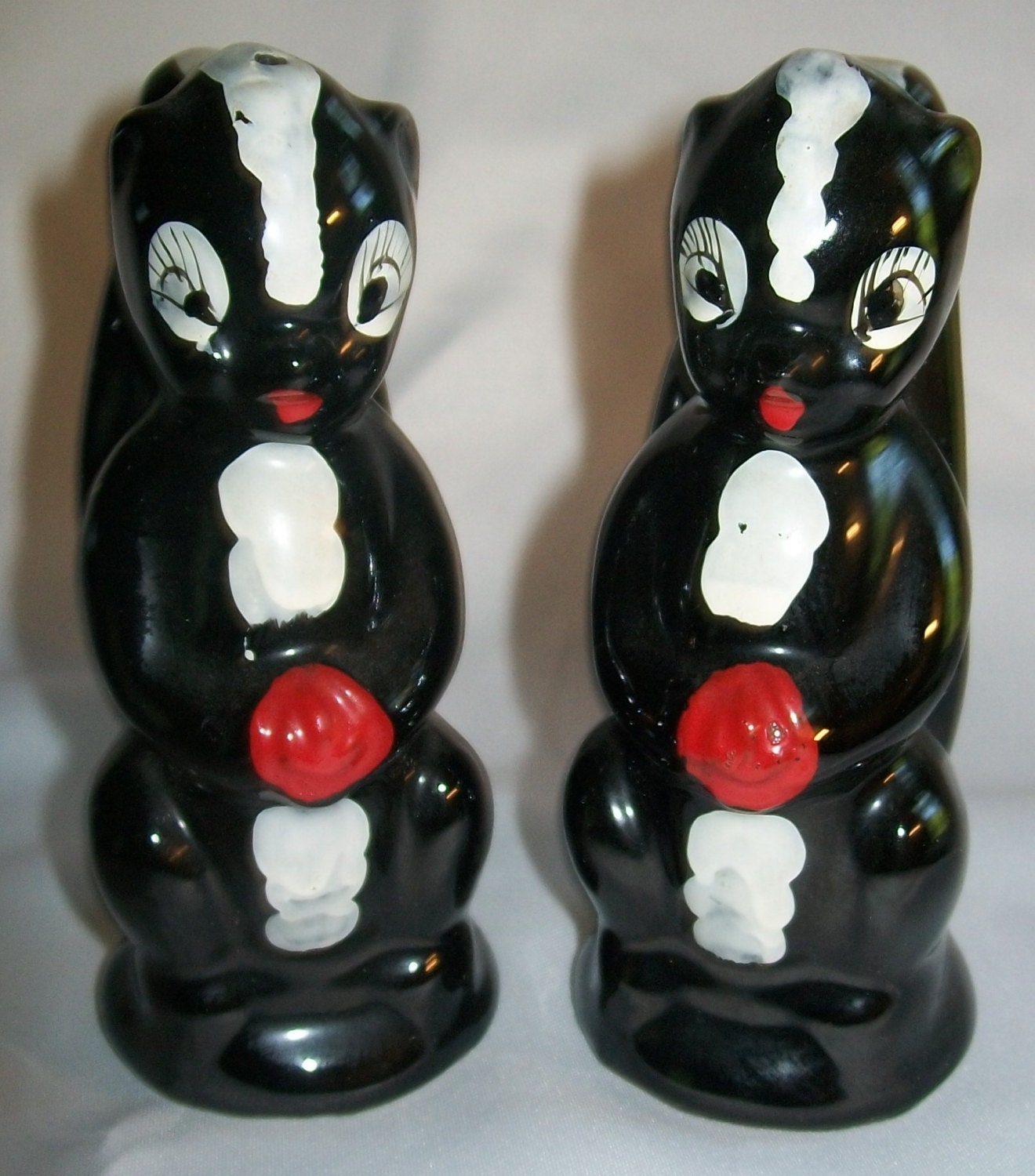 Salt and Pepper Shakers Vintage Tall Skunk by SusieQGeneralStore