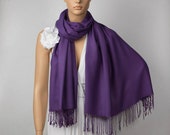Purple Shawl, Wedding Shawl, Dark Violet Pashmina, Bridesmaid Shawl, Bridesmaid Gift, Wedding Favor,Bridal Wrap,Solid Color Scarf,Brooch Pin