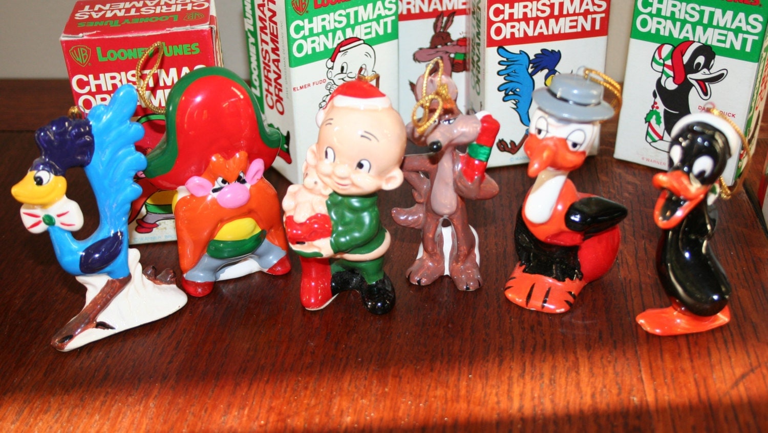 Set of 6 Looney Tunes Christmas Ornaments Elmer Fudd Daffy