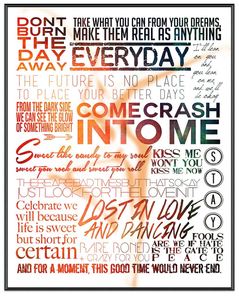 Dave Matthews Band Lyrics Giclee Art Print by REJOYCED on Etsy