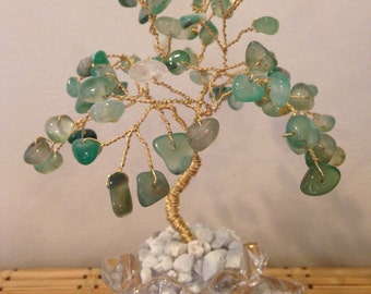 Green Adventurine Gemstone Wire Bonsai Tree Of Life, Fung Shui Tree ...