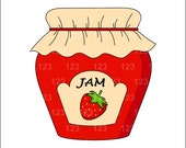 Nice Strawberry Jam Jar Single Digital Clip Art - 4th July - 1 PNG