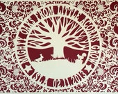 Mighty Oaks: Custom Order Unique Hand Cut Paper Cut, Large A3, Any Colour, Framed or Unframed