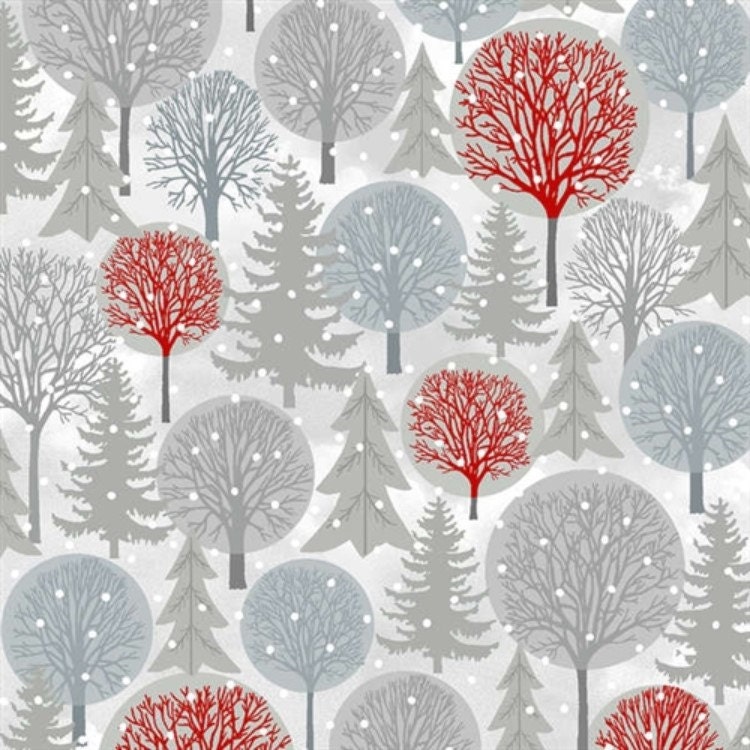 Holiday Cheer Christmas Fabric Collection Red Trees by Henry