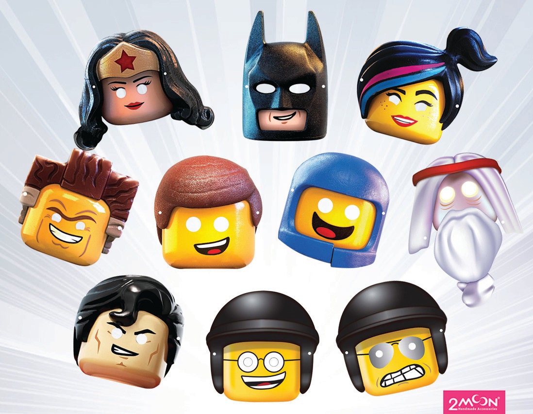 10 mask LEGO Lego Costume Masks Printable Party Favor by 2moon