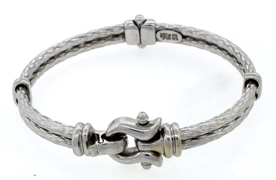 Solid 14K White Gold Rope Cuff Bangle BAL Bracelet