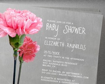 carnations baby shower invites