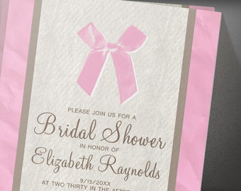 Brown Vintage Bow & Linen Bridal Shower invites