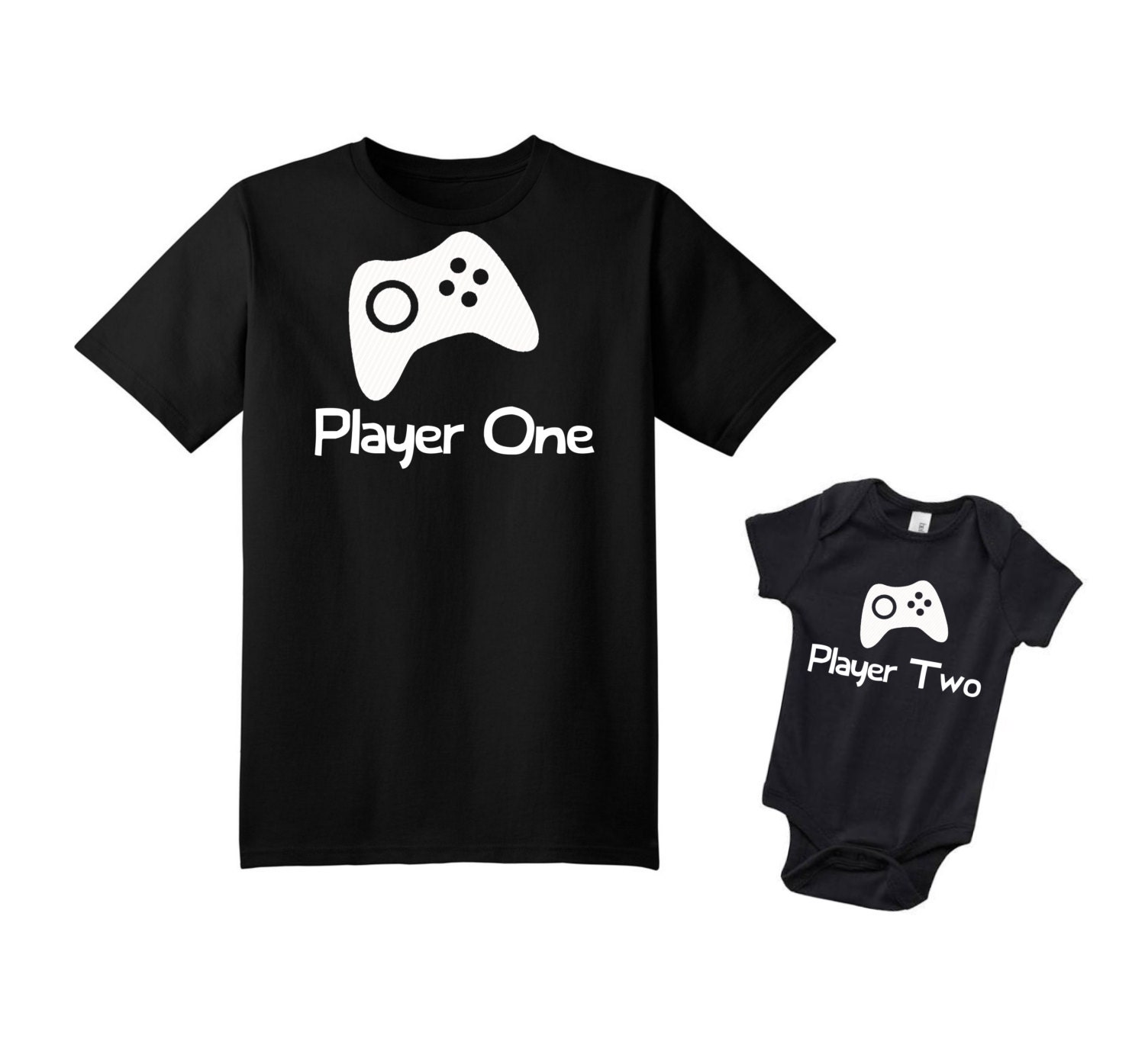 Video Game Player One Player Two Set New Dad by Popcultureapparel
