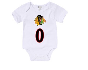 Custom Chicago Blackhawks Onesies / Tshirts with custom name and number,