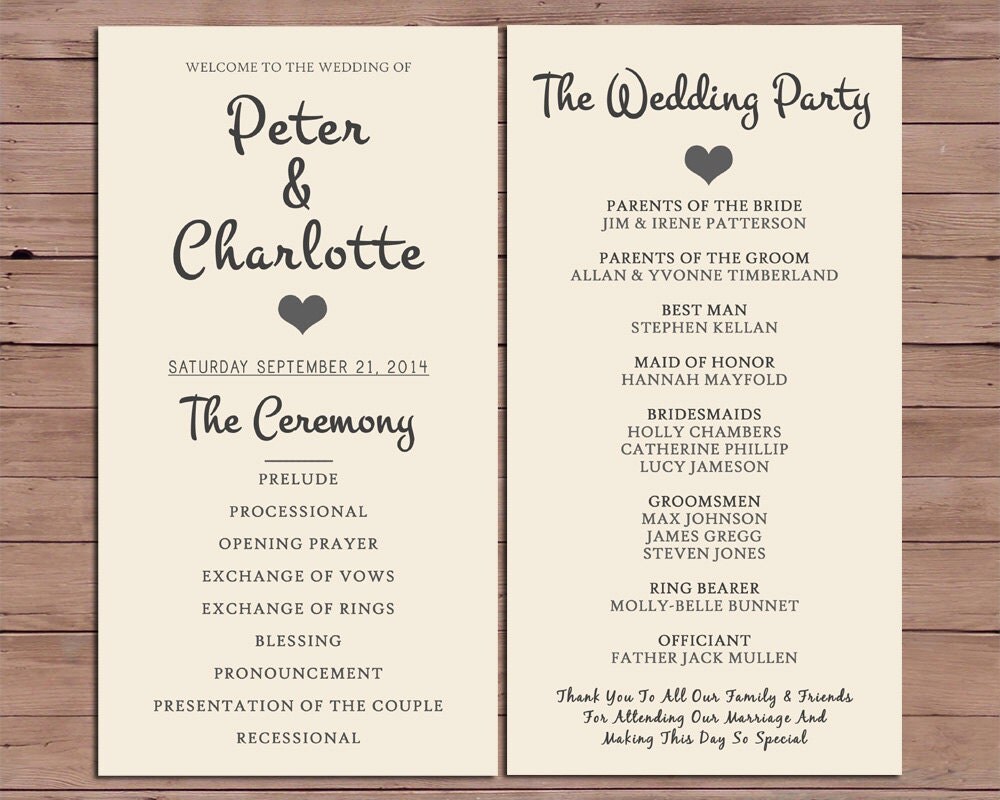Wedding Program Order Of Service By DarlingPaperCompany On Etsy Wedding Program Order Of Service By DarlingPaperCompany On Etsy