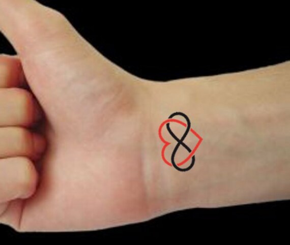 Eternity Heart 2 Temporary Wrist or Ankle Tattoos by TattNoots