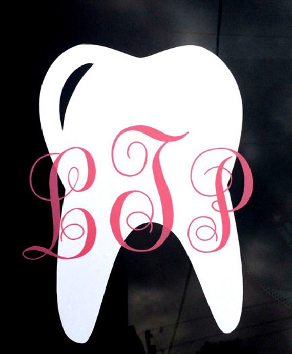 Items similar to Monogrammed Tooth Decal, Car Decal,, Dentists, Dental