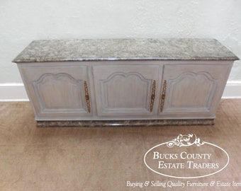 Custom Painted French Style Buffet Cabinet Sideboard w/ Faux Marble