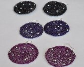 Wire Crochet Round Dangle Medallion Black, Purple, Magenta Bridesmaids Jewelry,Gift, Wedding Designer Jewelry Earrings with Hematite Beads