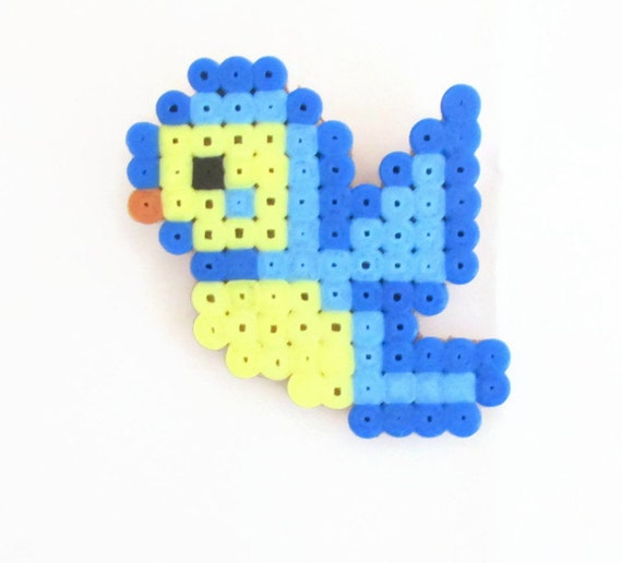 Items similar to Bluebird badge , hama perler bead decorative lapel ...