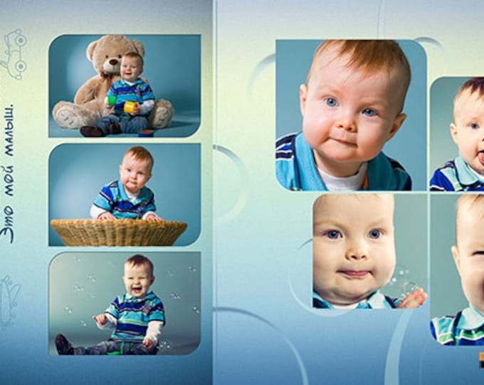 PHOTOBOOK - Our baby-boy- photo books in classic style - Photoshop Templates for Photographers. 12x12 Photo Book/Album Template
